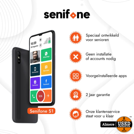 Senifone S1 32GB Senioren Smartphone Zwart | Nieuw in doos