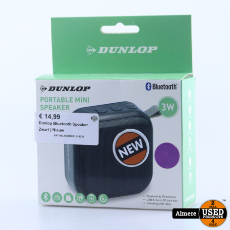 Dunlop Bluetooth Speaker Zwart | Nieuw