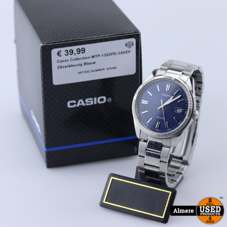 Casio Collection MTP-1302PD-2AVEF Zilverkleurig Blauw