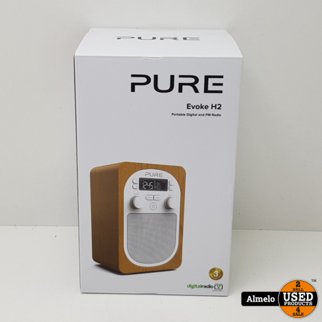 Pure Evoke H2 compacte DAB+ en FM keuken radio, eiken | Nieuw Geseald