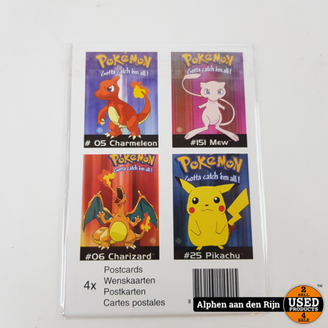 Pokemon kaarten - wenskaarten Origineel Nintendo 1998 - Pikachu blauw