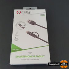 Celly 2 in 1 Laadkabel | USB-C | Micro USB | 1 Meter | Zwart