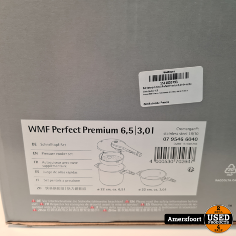 WMF Perfect Premium Snelkookpanset 6,5L + 3,0L + Stoominzet | Nieuw