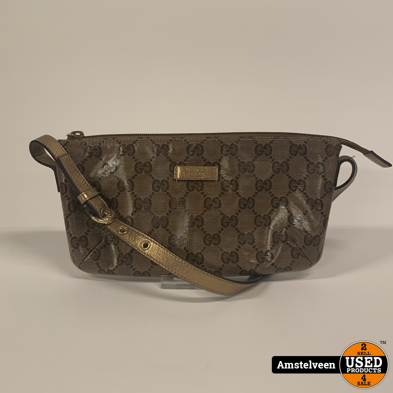 Gucci Beige/Gold GG Crystal Coated Canvas Accessories Pochette Bag -  Yoogi's Closet
