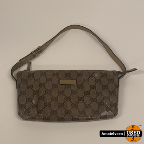 Gucci Beige/Gold GG Crystal Coated Canvas Pochette Bag
