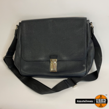 Prada Leather Messenger Bag Dark Blue | Nette Staat