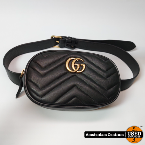 Gucci Calfskin Matelasse GG Marmont Belt Bag 85 34 Black