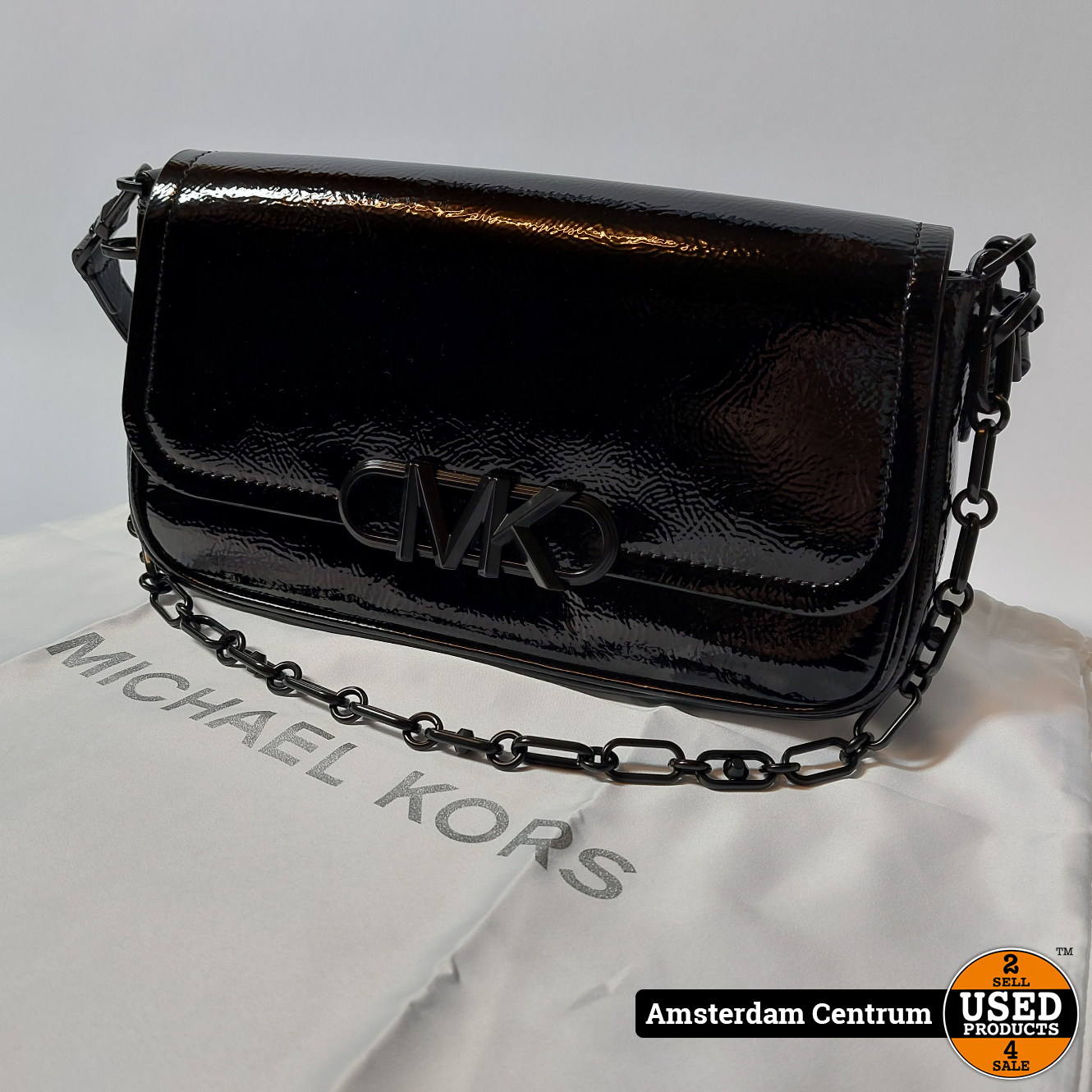 annuleren echtgenoot Diverse MICHAEL KORS Parker Medium Crinkled Patent Leather Shoulder Bag - Nieuw -  Used Products Amsterdam Centrum