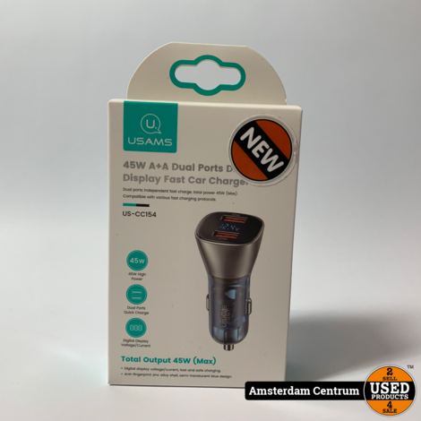 USAMS 45W Fast Car Charger - Nieuw