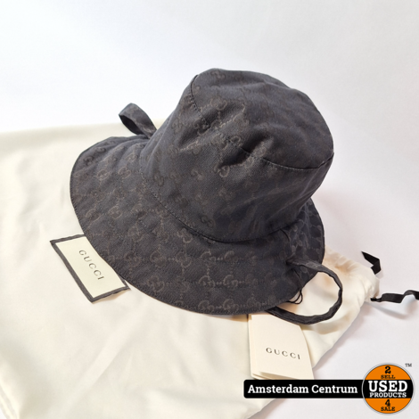 Gucci Reversible Hat in GG Canvas and Nylon Black M 58cm - Nieuw