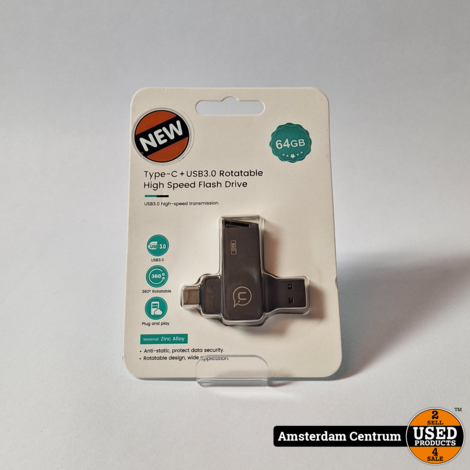 USAMS Type-C + USB 3.0 64GB Flash Drive - Nieuw