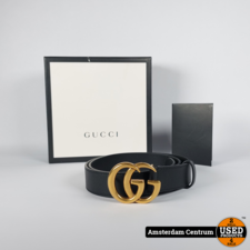 Gucci Leren Riem met Double G - In Prima Staat