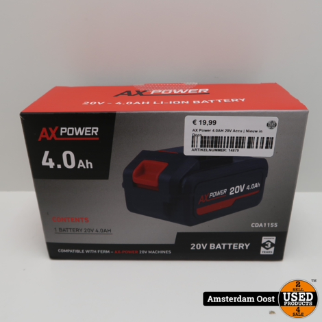 AX Power 4.0AH 20V Accu | Nieuw in Doos