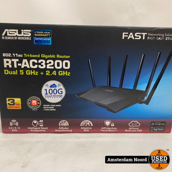 Gebakjes vreemd Altijd Asus RT-AC3200 Tri-band Gigabit Router - Used Products Amsterdam Noord