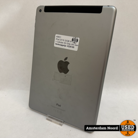 Apple iPad 2018 32GB Wifi + Cellular 4G Grijs (6e Generatie)