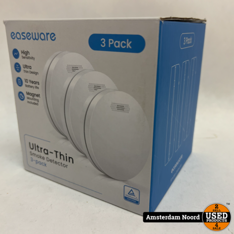 Easeware Ultra-Thin Smoke Detector (3 Pack) Nieuw