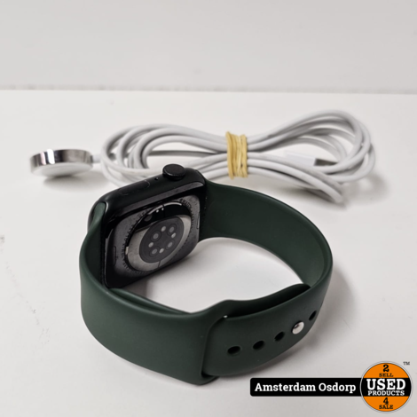 Apple watch series 7 45mm zwart groen sportband | nette staat