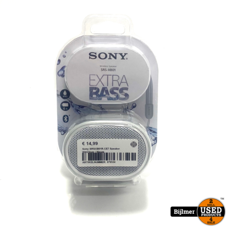 Sony SRSXB01R.CE7 Speaker Wit/Zilver | Nieuw