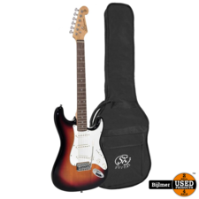 SX Standard Series electric guitar, with 3 single coil pickups and vintage tremolo, bag, sunburst