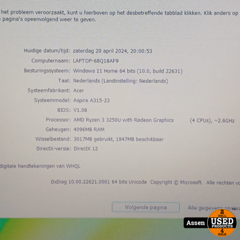 Acer Aspire A315-23 | Ryzen 3 | 4GB Ram | 256GB SSD
