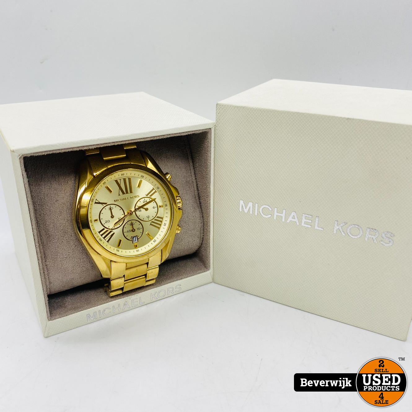 Michael Kors MK-5605 Heren Horloge Goud Compleet - In Nette Staat! - Used  Products Beverwijk