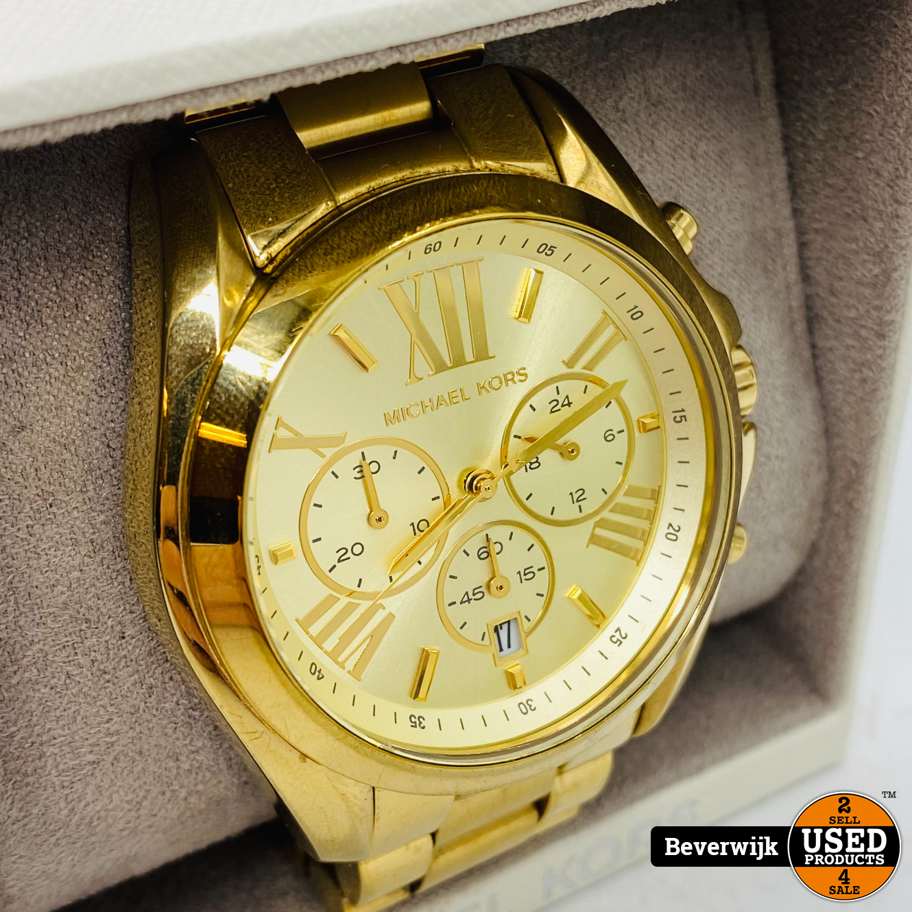 Michael Kors MK-5605 Heren Horloge Goud Compleet - In Nette Staat! - Used  Products Beverwijk