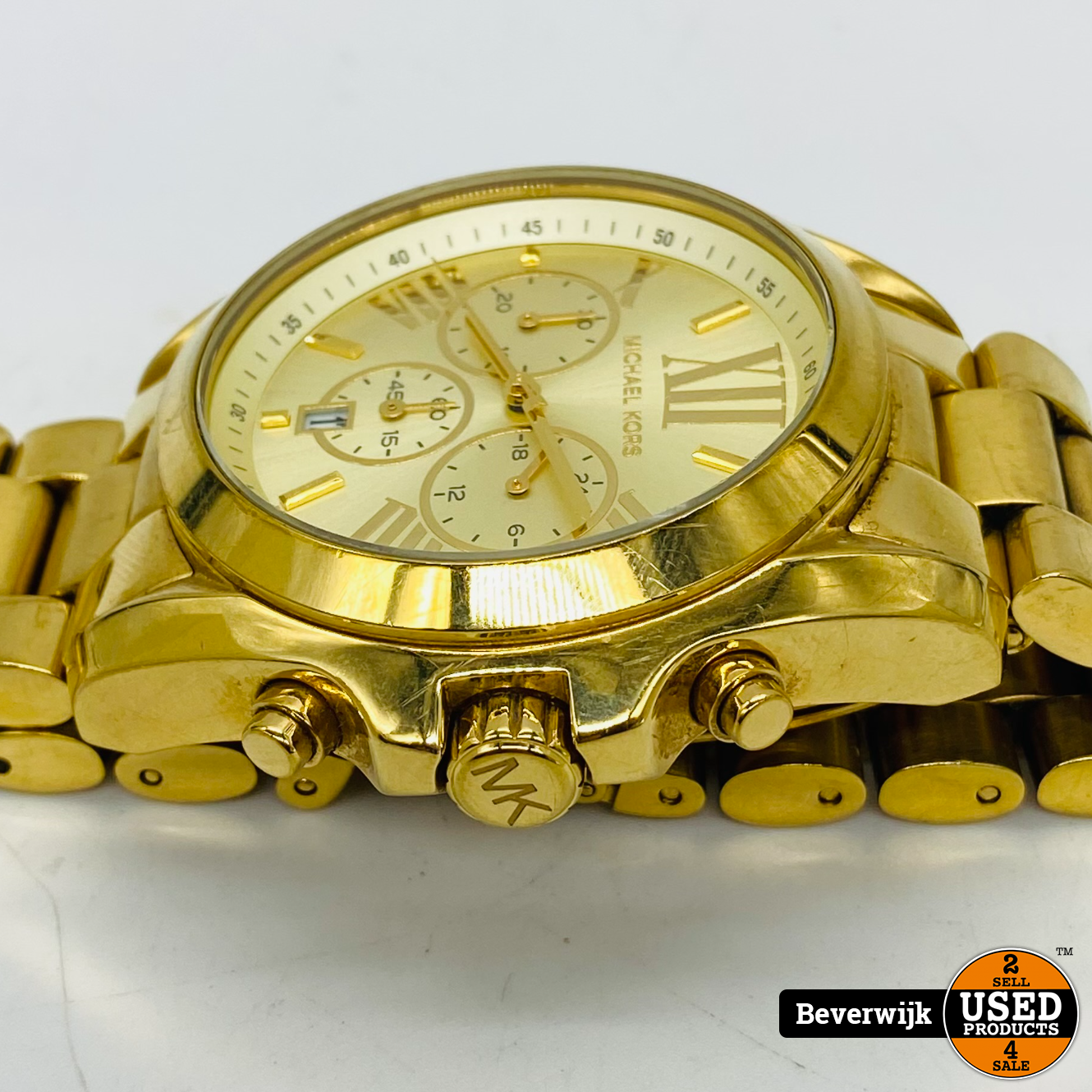 Michael Kors MK-5605 Heren Horloge Goud Compleet - In Nette Staat! - Used  Products Beverwijk