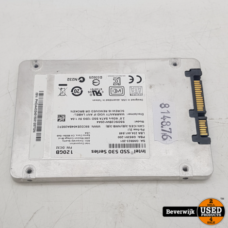 Intel SSD 530 Series SATA 120GB - In Goede Staat