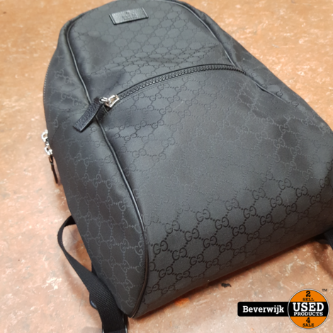 Gucci Nylon GG Guccissima Black Slim Backpack Travel Bag - In Nette Staat
