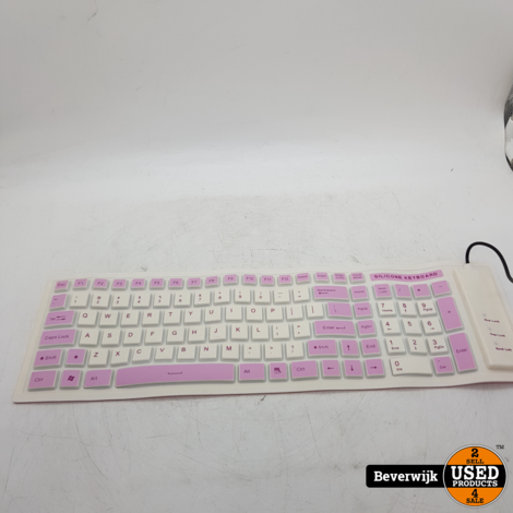 Silicone Keyboard | Wit/Roze - In Goede Staat