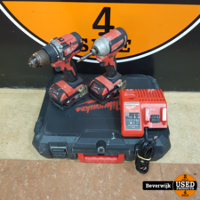 Milwaukee M18 CBLPP2A 402C Boormachine Set - In Goede Staat