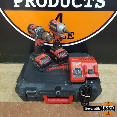 Milwaukee M18 CBLPP2A 402C Boormachine Set - In Goede Staat