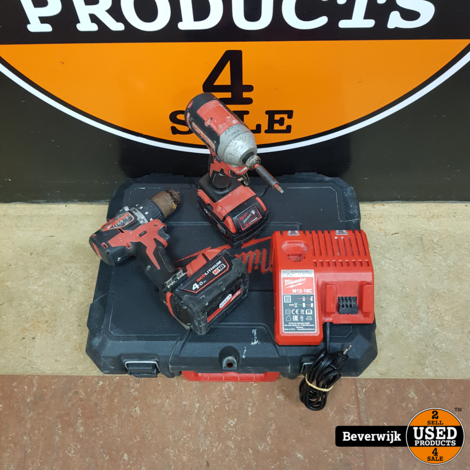 Milwaukee M18 CBLPP2A 402C Boormachine Set - In Goede Staat