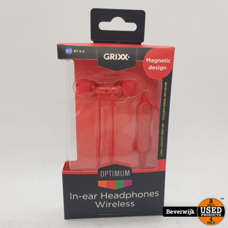 Grixx In-Ear Headphone Wireless | Red - Nieuw!