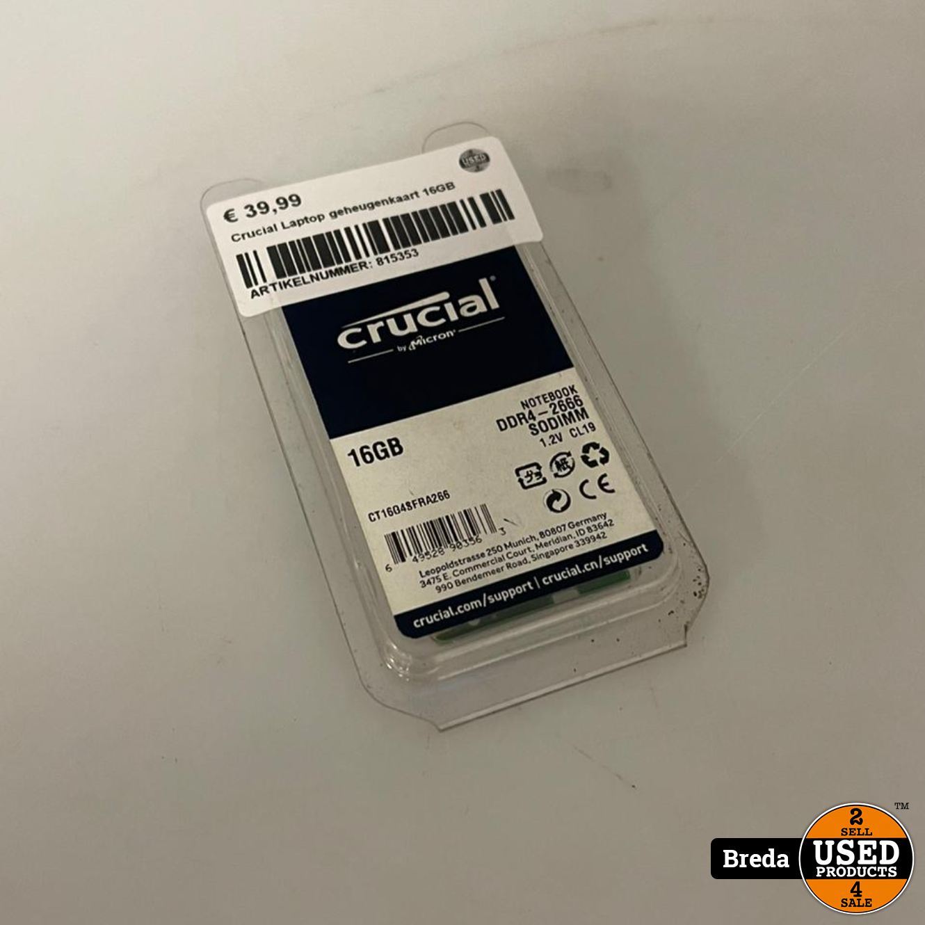 racket Mortal zijde Crucial Laptop geheugenkaart 16GB | Met garantie - Used Products Breda