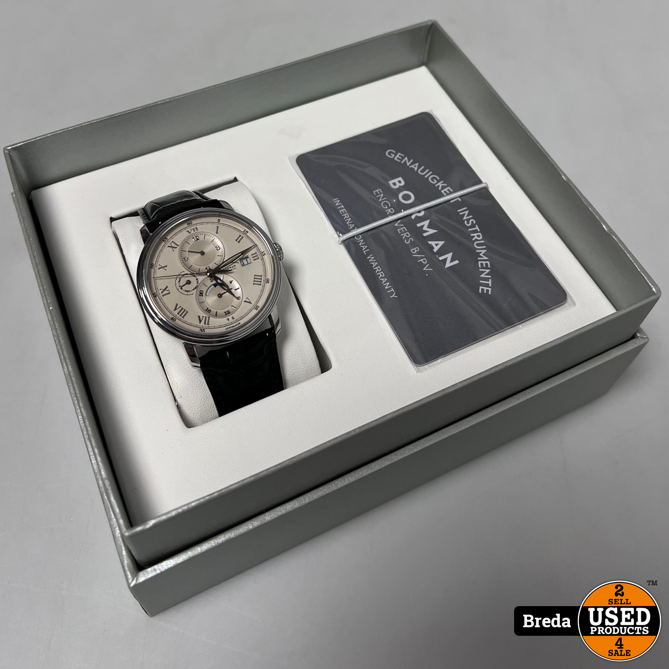 Borma Horloge Zilver Zwart | In doos | Met - Used Products Breda