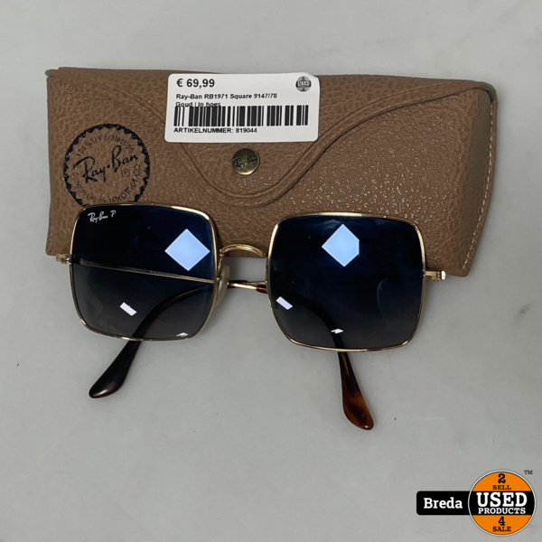 liefde Jasje Gevangenisstraf Ray-Ban RB1971 Square 9147/78 Zonnebril Goud | In hoes - Used Products Breda