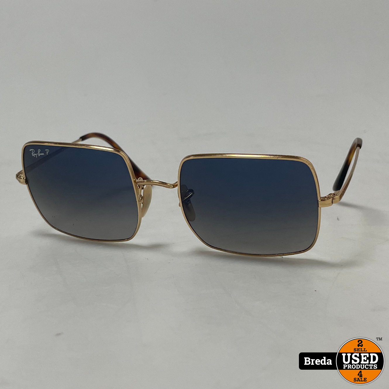 Lounge Gestreept overzee Ray-Ban RB1971 Square 9147/78 Zonnebril Goud | In hoes - Used Products Breda