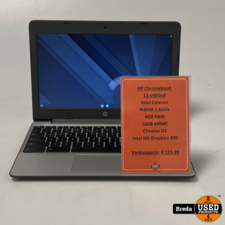HP Chromebook 11-v005nd | Intel Celeron N3060 1.6GHz 4GB RAM 16GB eMMC Chrome OS Intel HD Graphics 400 | Met garantie