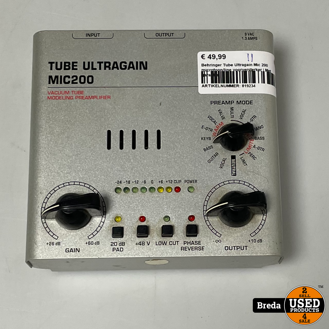 vloeiend meditatie slikken Behringer Tube Ultragain Mic 200 microfoon/line voorversterker | Met  garantie - Used Products Breda
