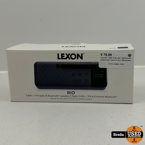 Lexon Rio - DAB+ & FM radio / 3W Bluetooth speaker Zwart | Nieuw in doos | Met garantie