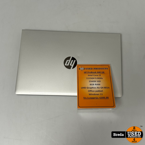 HP ProBook 440 G8 laptop | Intel Core i3-1115G4 256GB SSD 8GB RAM Intel UHD Graphics Xe G4 48EUs Office pakket Windows 11 | Met garantie