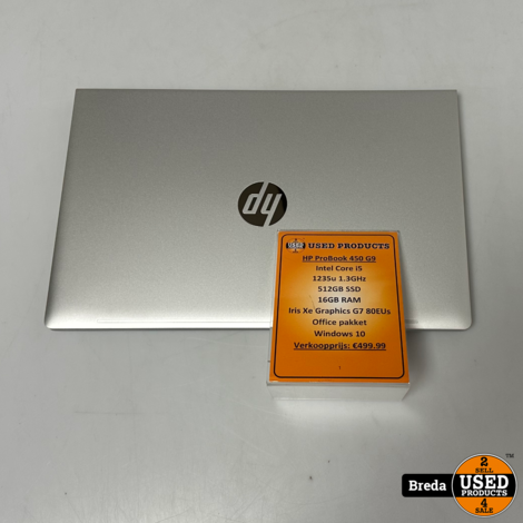 HP ProBook 450 G9 laptop | Intel Core i5-1235u 512GB SSD 16GB RAM Intel Iris Xe Graphics G7 80EUs Office pakket Windows 10 | Met garantie