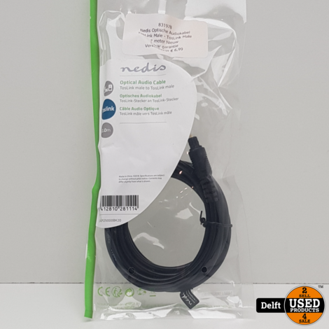 Nedis Optische Audiokabel//TosLink Male - TosLink Male//2 meter//Nieuw//2 jaar garantie