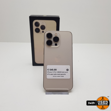 IPhone 13 Pro 128GB Gold accu 87% zeer nette staat garantie