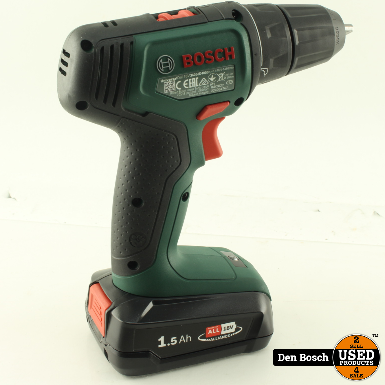 Bosch UniversalDrill 18V Boormachine + 4 Accus, Oplader en Systeembox Used Products Den Bosch