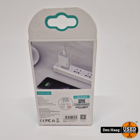 USAMS 20W TYPE C FAST CHARGER WIT | NIEUW
