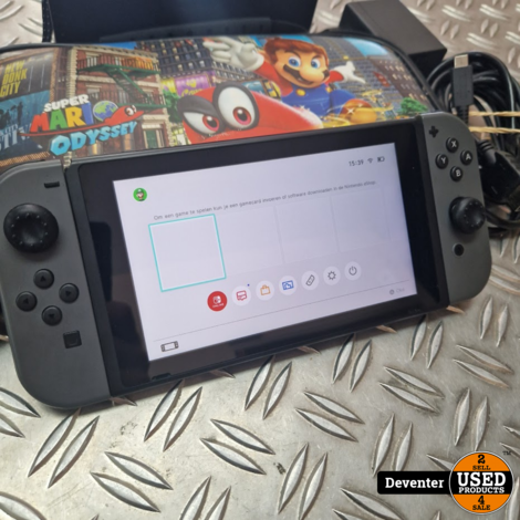 Nintendo Switch Grijs met Mario tasje en nieuwe schuifjes