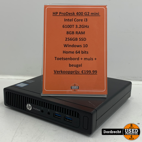 HP ProDesk 400 G2 Desktop Mini | Intel Core i3 256GB SSD 8GB RAM Windows 10 | Met garantie