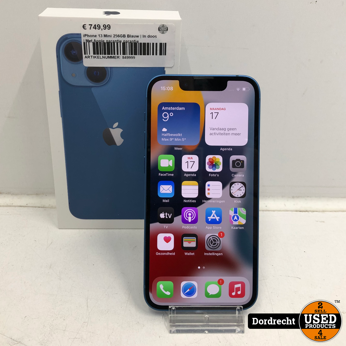 brandstof uitrusting Oneerlijkheid iPhone 13 Mini 256GB Blauw | In doos | Met Apple garantie garantie - Used  Products Dordrecht